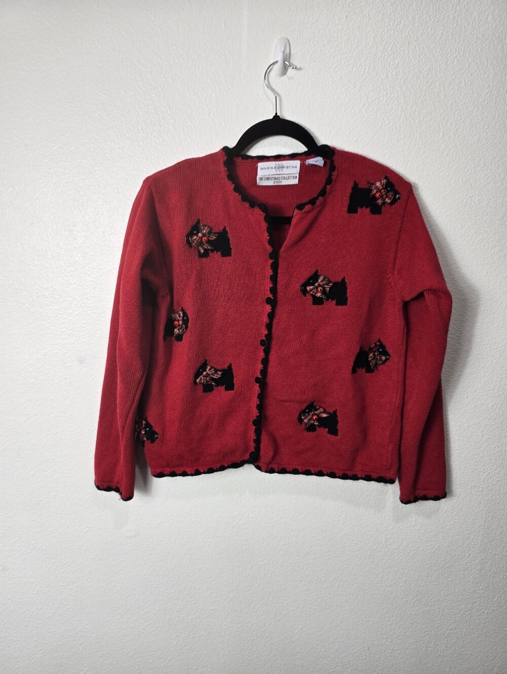 Vintage Marisa Christina 2001 The Christmas Collection Scottie Dog Cardigan.